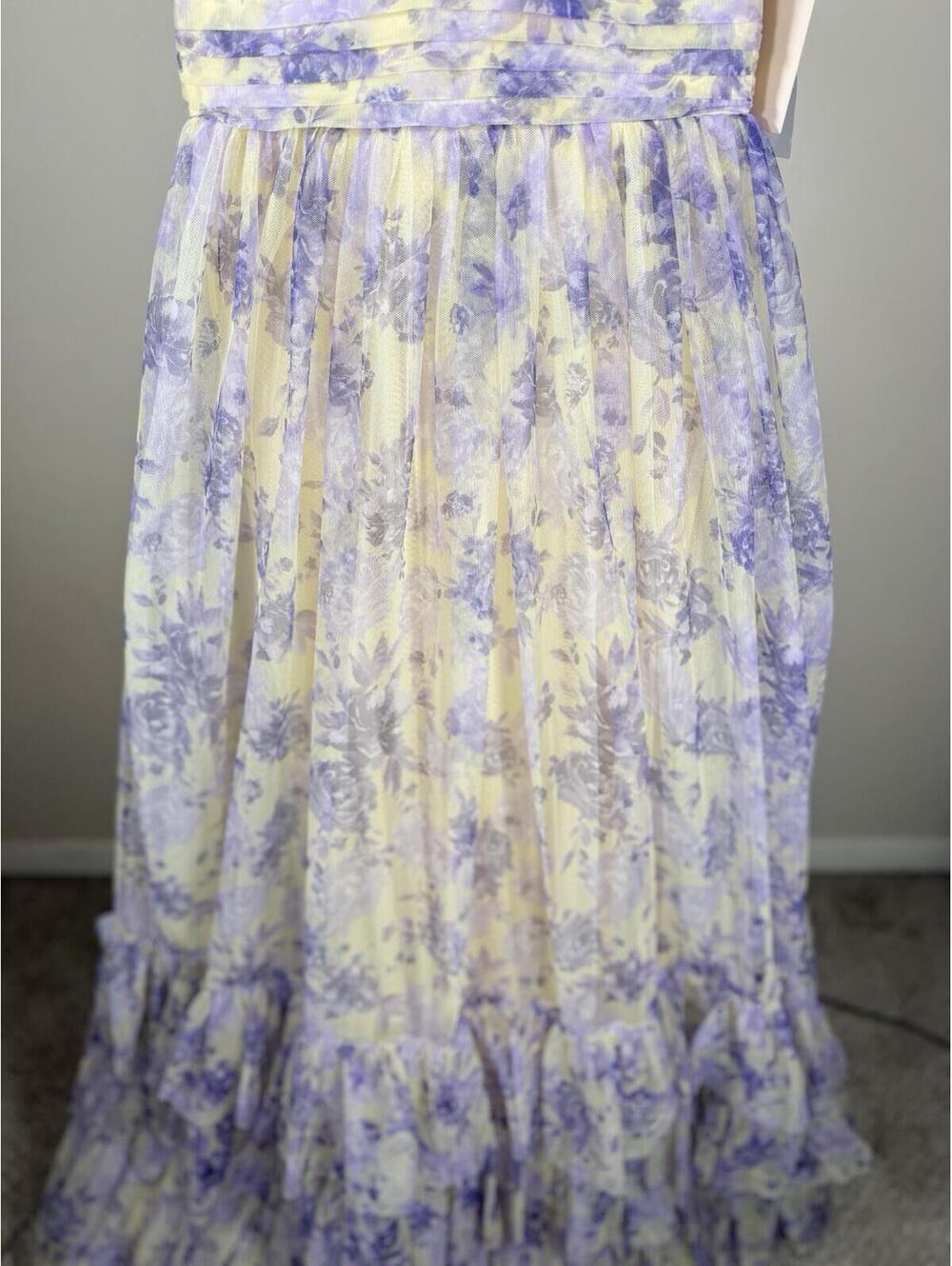 NWT City Studios Juniors' Lavender Floral Tulle Gown Ruffle Hem Size 3/4 - Picture 6 of 12